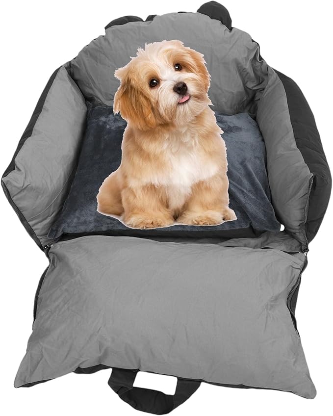 Dog Car Seat, Washable Soft PP Cotton Cushion Pet Carrier for Small Medium Dogs Cats, Universal Pet Bed Booster with Safety Belt, Accessories