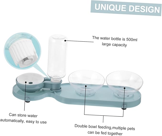 Mipcase Cat Water Feeder Pet Automatic Water Bottle Double Bowels Raised Cat Bowl Material