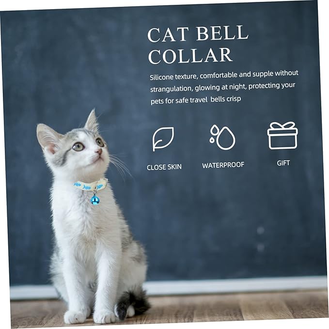 ERINGOGO 3pcs Fluorescent Pet Collar Glow Collars for Dogs and Cats Night Safety Accessories to Prevent Loss Random Colors Fish Bone