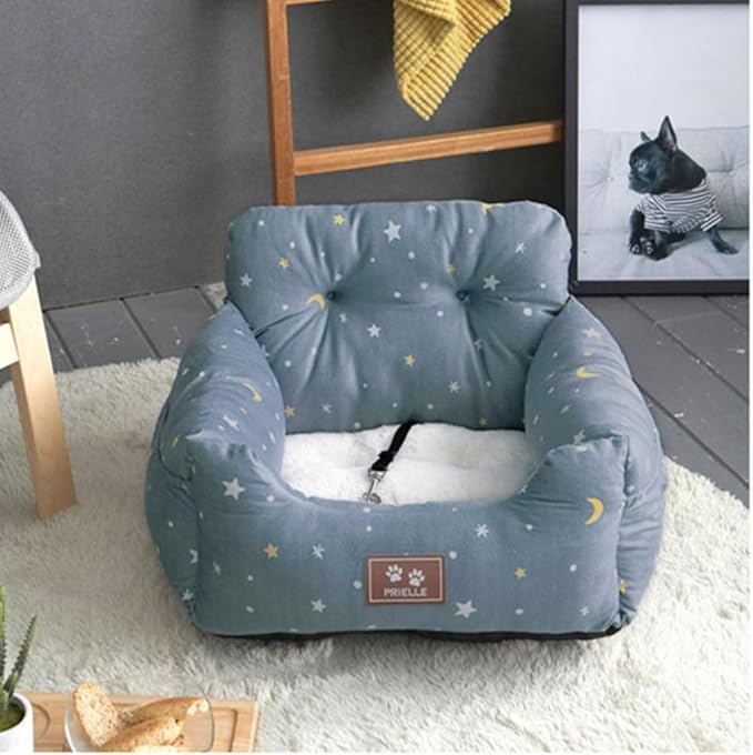 Dog Car Seat for Small Dogs,Soft Pet Car Travel Bedwith Safety Belt and Straps,Waterproof Dog Booster Seat with Storage Pockets,Small Dog Owner Gift,B