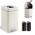 Dog Poop Trash Can Outside, 5L/1.3 Gal Pet Poop Bucket with Lid, Foot Pedal, Dog Waste Container with 40 Bags, Lid Soft Close for Pet, White