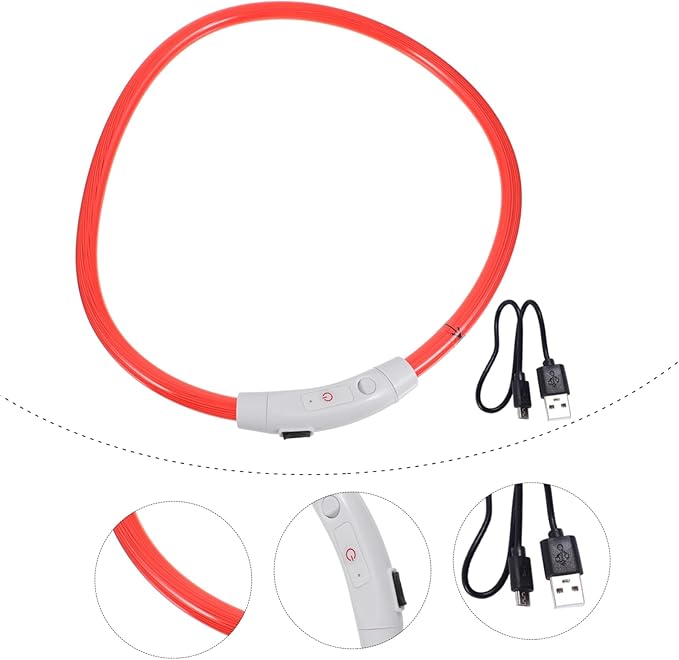 LED Rechargeable Light Up Dog Collar USB Charging Glowing Puppy Collar in Sturdy Plastic for Nighttime Safety and Visibility
