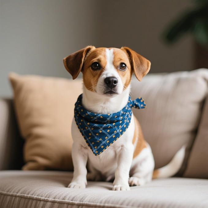 Double Layers Two Tones Dog Cotton Square Bandana Bibs Scarf Kerchief for Small Medium Dogs Boy or Girl - DCB01 B&Y