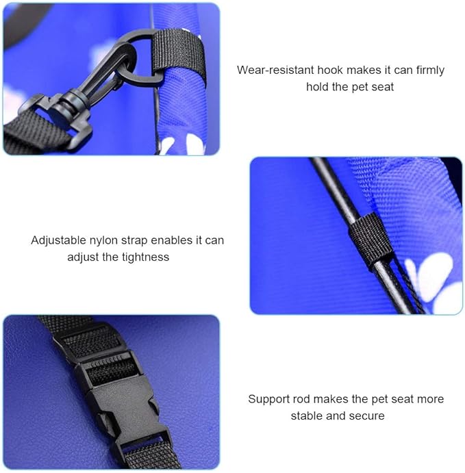 Foldable Car Pet Dog Seat Cover, Oxford Fabric Pet Carrier with Mesh Window, Blue Foldable Dog Booster Seat for Back Seat, Includes 3 Support Rods for Small Medium Dogs