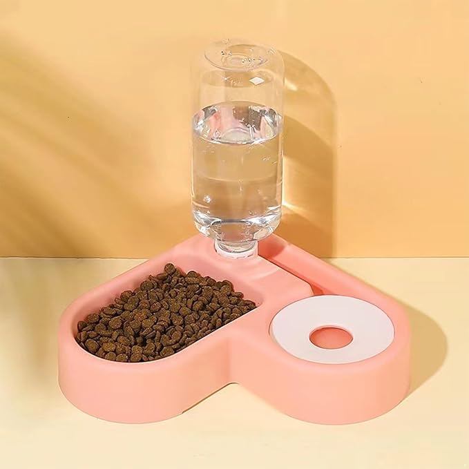 CHICTRY Cat Dog Automatic Feeder and Water Bowl Dry Food Dispenser with Double Dishes for Small Medium Pets Easy to Clean Pink One Size
