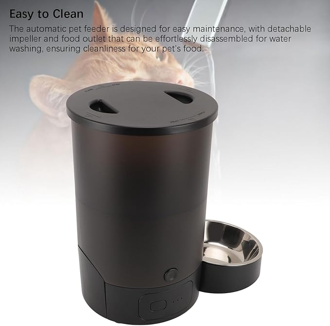 3L Automatic Pet Feeder, Stainless Steel Bowl Feeder for Cats Dogs, Dual Power Supply, Food Container Visible Design Pet Food Dispenser Timed and Portioned Feeding for Cats Dogs