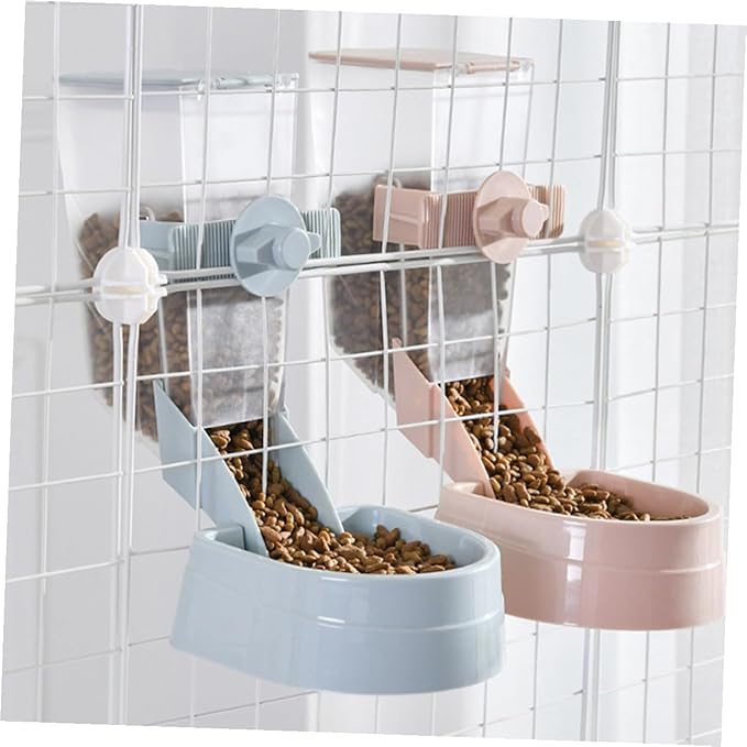 YARNOW 2l Automatic Hanging Pet Cage Feeder Dog Bowl Puppy Feeder Blue for Dry Food Feeding Supplies