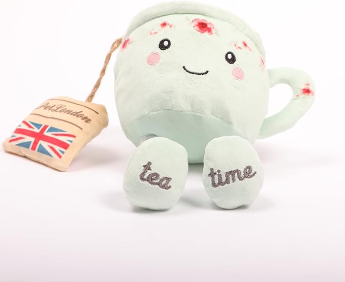 English Teacup Nosework Plush Dog Toy with Rope Legs and crinkle sound-UK British design for Dogs