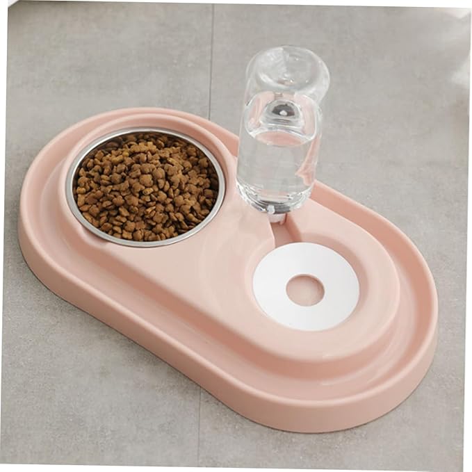 Automatic Dog Water Bowl Dog Feeding Bowl Stand Pet Drink Dish Plastic Stainless Steel Split Design