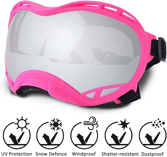 Dog Sunglasses,Doggles Anti-UV Protection,Pet Sunglasses with Adjustable Strap,Suitable for Motorcycle Car Driving Bike Riding Hiking Swimming Wind Dust Fog Dog Eye Protection