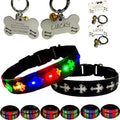 LED Dog Collar with ID Tag Set, Glowing Cross Pattern, Multiple Colors, Silicone Material (Black Pro, M(11.8-15.7"))