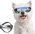 PETLESO Small Dog Goggles, Anti-UV Dog Sunglasses for Outdoor Driving Cycling Riding Hiking, Windproof Dustproof Snowproof Eye Protection, Pet Eye Wear with Adjustable Strap, Silver