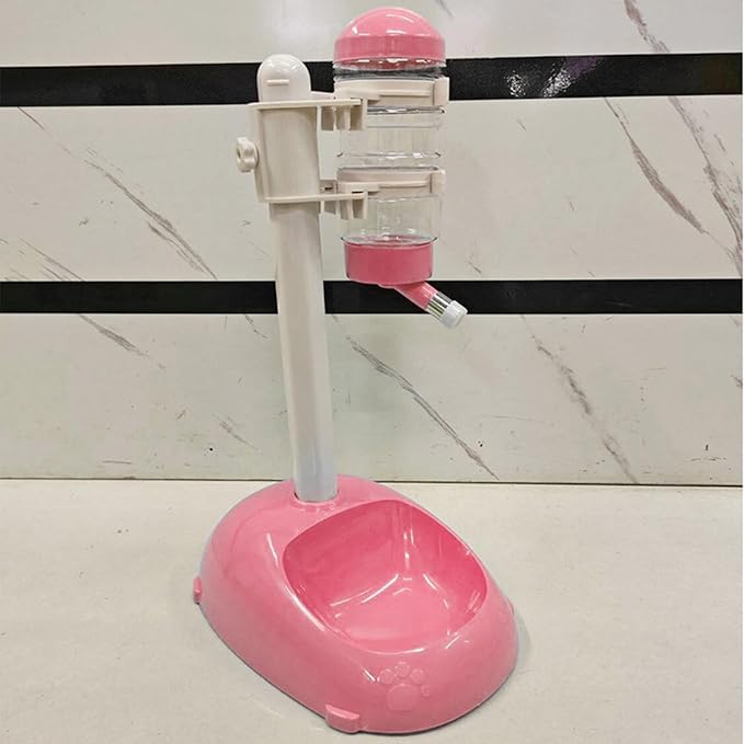ciciglow 500ml Pet Standing Water Dispenser Bowl, Multifunctional Detachable Height Adjustable Pet Automatic Standing Water Feeder for Puppy Dogs Cats (Pink)
