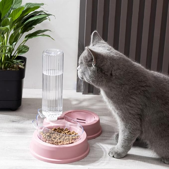 balacoo Automatic Pet Feeding Bowl Water Capacity Convenient Detachable Double Bowl for Cats and Dogs Non- Design for Feeding and Hydration
