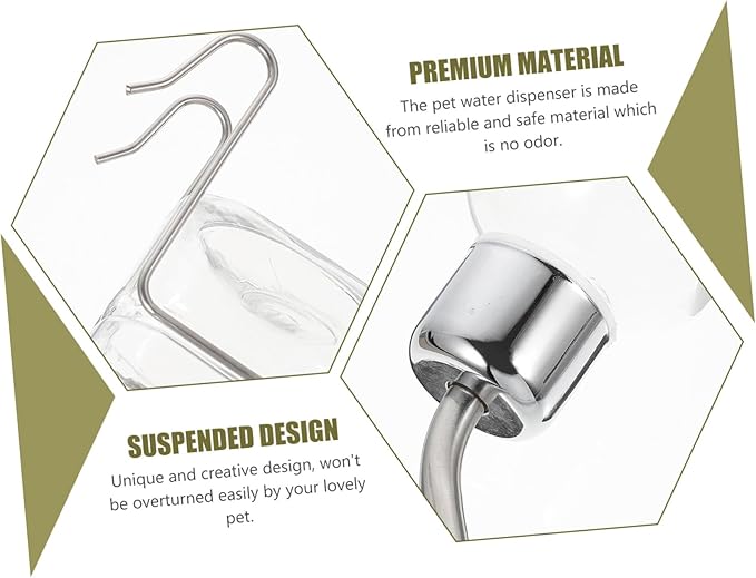 Automatic Pet Water Dispenser Small Transparent Hanging Bottle Pressure Resistant Dog Feeding Tool for Cage Wall Safe Odorless Material for Rabbits and Dogs