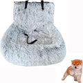 Dog Car Seat with Seat Belt Car Seat Dog Bed, Furry Safety Seat for Large and Small Dogs, Travel Pet Bed with Thick Cushions (Gradient Light Gray, 72×60cm)