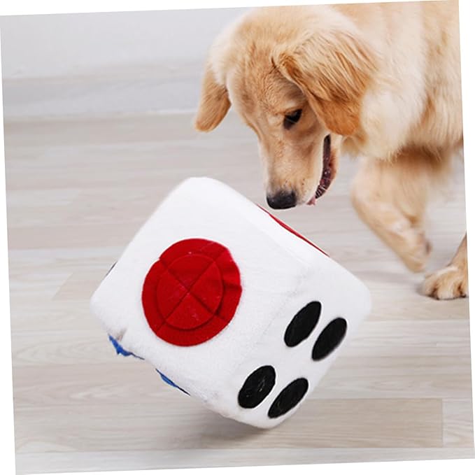 KESYOO Dog Plush Dice for Dogs Creative Funny Sniffing Training Plush Elastic Soft Material for Interactive Enrichment Play Easy to Clean White Pet