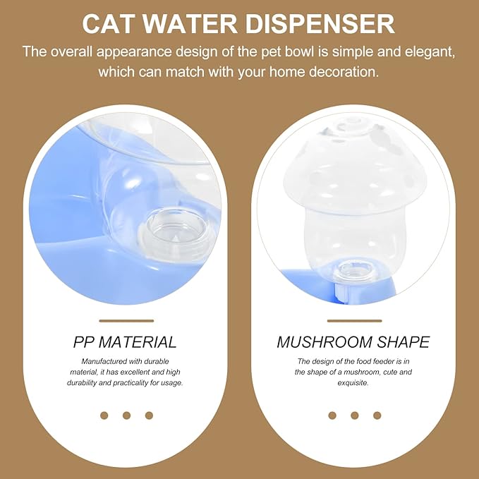 Automatic Cat Water Dispenser Mushroom-Shaped Pet Waterer for Cats and Dogs -fed Design Break-Resistant Easy to Fill Water Bowl for Indoor Use