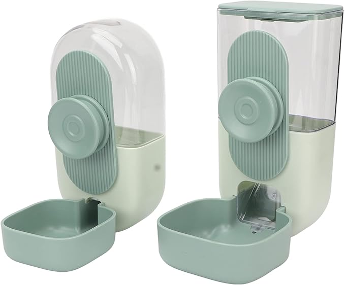 Hanging Food Water Dispenser,Hanging Automatic Dog Food Water Dispenser Cage Cat with Bowl for Pet (Mint Green)