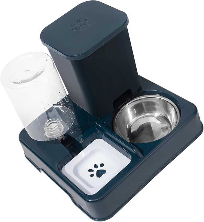 Pet Food Water Dispenser 2In1 Stainless Steel Elevating Design Nonslip Waterer Bowl for Cats Dog Home Use Automatic Feeder Dog with Water Dispenser Stainless Steel Pet