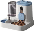 Automatic Pet Feeder and Water Dispenser, 2-in-1 Food and Water Station, Beige, Gravity Fed with Storage Container (Blue)