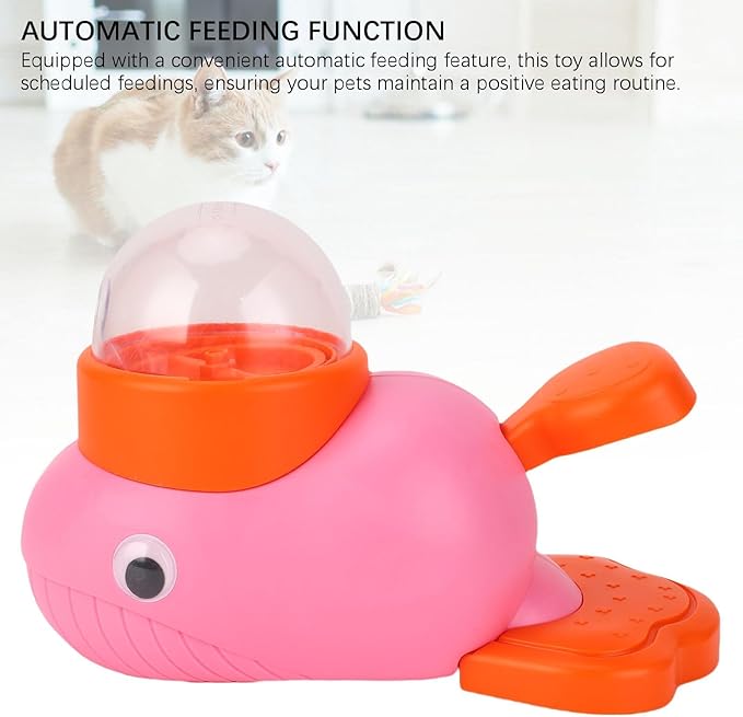 Interactive Dog Feeder Toy, Automatic Puzzle Toy with Adjustable Food Dispensing for Mental Stimulation and Bonding, for Small Medium Large Dogs and Cats (Pink)