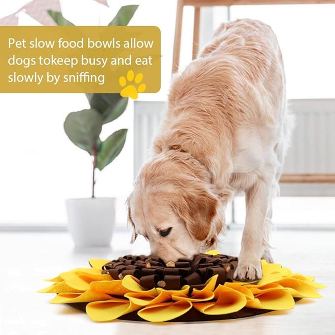 Snuffle Mat for Dogs, Pet Feeding Mats Puppy Sniffing Pad 20x20inch, Sunflower Shaped Snuffle Mat, Cat Doggies Interactive Toys for Multiple Breeds Training and Stress Release