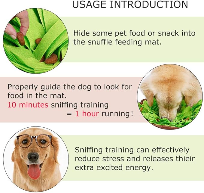Dog Snuffle Bowl Mat Treat Puzzle Dog Snuffle Feeding Mat Training Pad Nose Work Mat Slow Eating Bowl(Brwon)