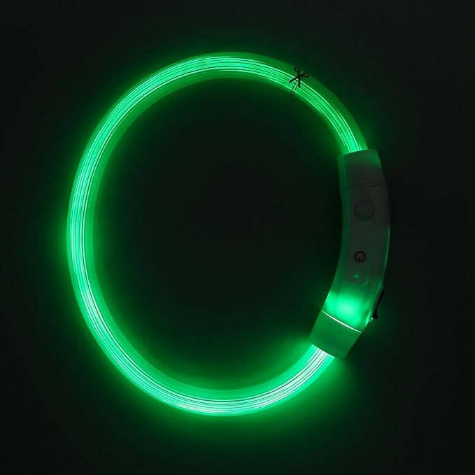 Light Up Dog Collar, Dog Collar Light LED Dog Collar Rechargeable Rechargeable Flash Dog Necklace Light in The Dark Dog Collar Lighted Dog Collar for Large Medium Small Dogs