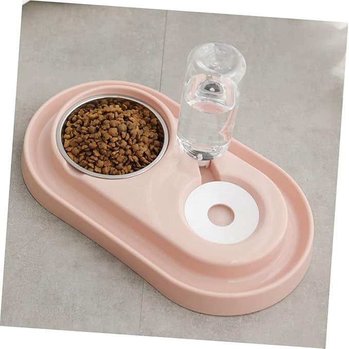 Automatic Pet Water Feeder with Stainless Steel Bowl Dual Use Dog and Cat Drinking Basin Siphon Water Replenishing Design Durable Material Pink Color