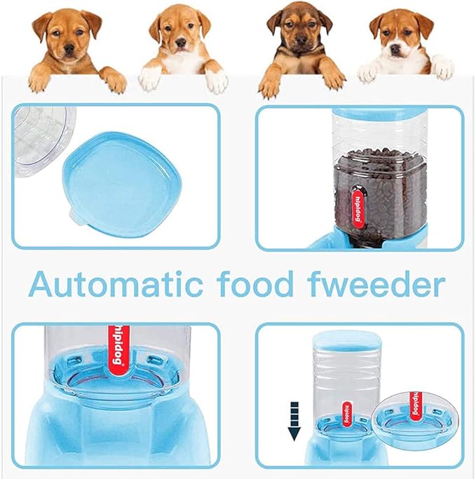 2 X 3.8 L Pet Automatic Feeding Bowls Dog Food Feeder Cat Water Feeder Large Capacity Food Water Dispenser Large Capacity Pet Bowls,Blue