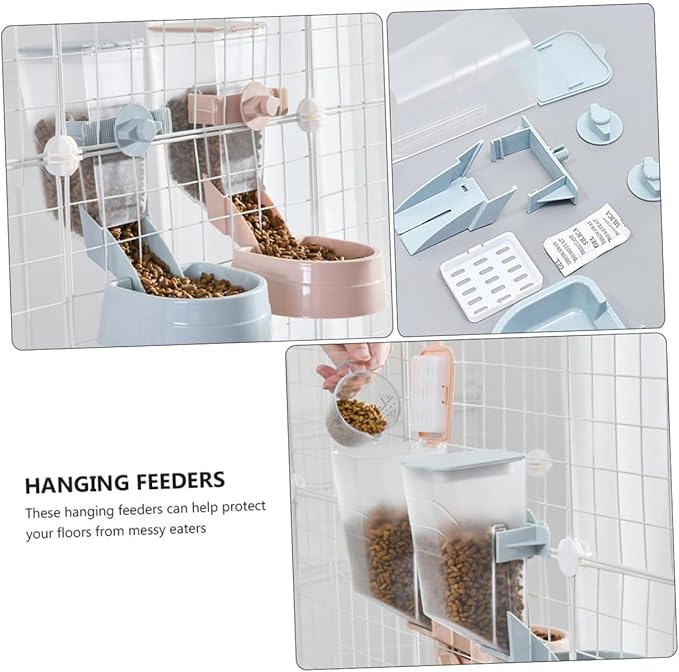 2l Automatic Pet Feeder Hanging Dog Bowl Blue with Cage Mount for Puppy Feeding Station