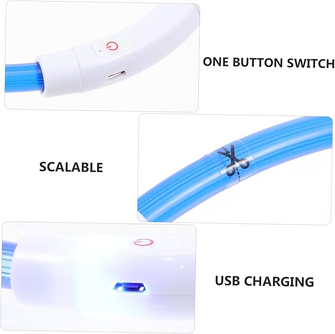 POPETPOP USB Rechargeable LED Pet Collar Luminous Dog Collar for Night Safety Stylish Glowing Design for Outdoor Use for Parties and Festivals