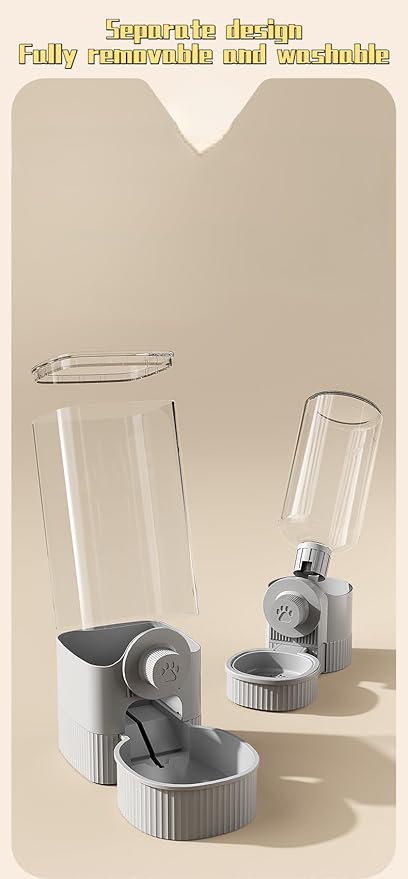 Hanging Automatic Pet Feeder and Waterer Set - Perfect for Dogs and Cats Drinking and Eating Needs! (Gray)
