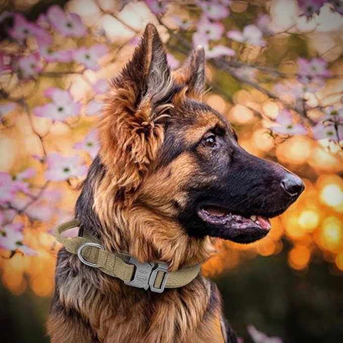 Military Tactical Dog Collar German Shepard Medium Large Dog Collars for Walking Training Duarable Dog Collar Control Handle Camouflage XL