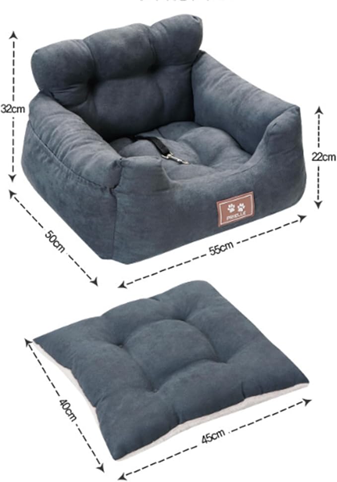 Dog Car Seat for Small Dogs,Soft Pet Car Travel Bedwith Safety Belt and Straps,Waterproof Dog Booster Seat with Storage Pockets,Small Dog Owner Gift,A