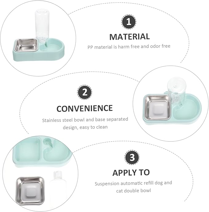 Hanging Automatic Water PET Bowl Detachable Dog and Cat Feeder Dual Bowls Fall Design for Indoor and Outdoor Use