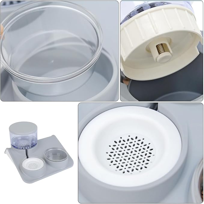 Pet Water Drinking Bowl and Automatic Food Feeder Dual-Use Gray Pet Feeder Bowl for Cats and Dogs for Home Feeding and Hydration