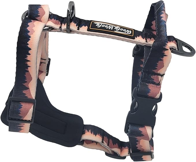 Casual H Dog Harness, No-Pull Pet Harness with 2 Leash Clips, Twilight Forest Gradiant Color, Adjustable Soft Padded Dog Vest for Small Medium Large Dogs (M)