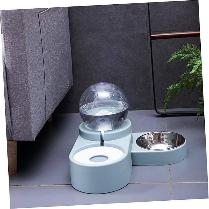 GANAZONO Creative Pet Automatic Water Feeder with Double Bowls Eco-Friendly Design for Cats and Dogs Smooth Surface No Spill Blue Color for Home and Pet Shops