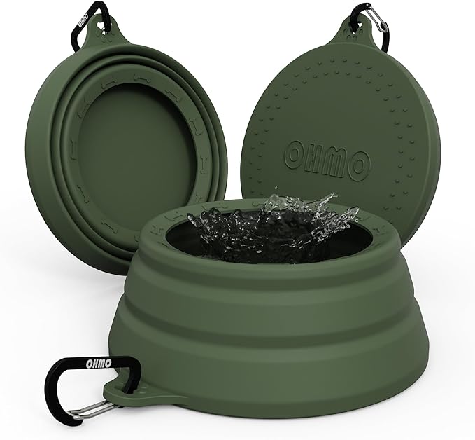OHMO Spill Proof Collapsible Dog Water Bowl 24oz for Cars, No Splash Portable Bowls for Dog Travel, Pet Essentials for Road Trips, Cat Travel Accessories