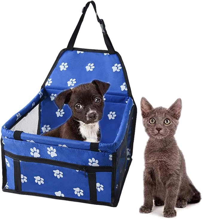 JOONOR Dog Car Seat Pet Dog Booster Seat for Small Dogs Medium Dogs Cats, Dog Car Carrier with Safety Leash and Zipper Storage Pocket(Blue)