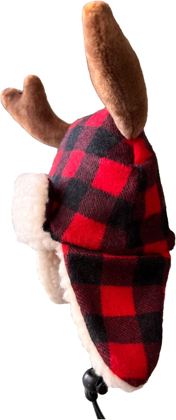 Huxley & Kent Pet Hat | Antler Buffalo Check (Small) | Festive Christmas Holiday Accessory for Dogs/Cats | Holiday Pet Hat | SnugFit Sliding Toggles for Best Fit
