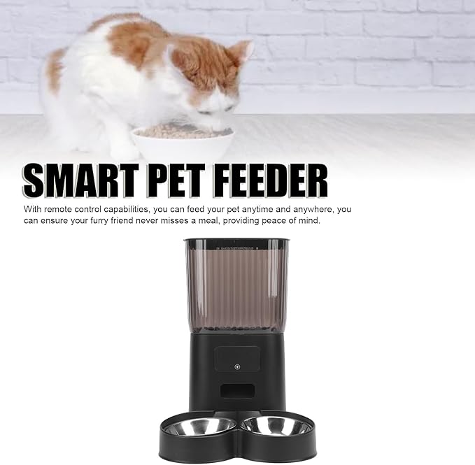 Automatic Cat Feeders,Timed Cat Dry Food Dispenser Cat Feeder Automatic Automatic Dog Feeder Stainless Steel Bowl Cat Feeder Automatic with Timer and Voice Recorder for Cats and