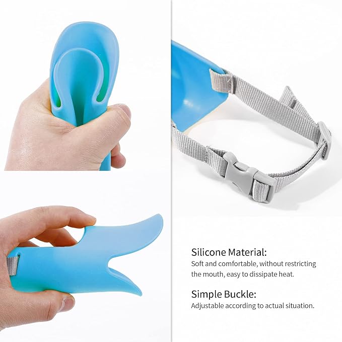 NACOCO Anti Bite Duck Mouth Shape Dog Mouth Covers Anti-Called Muzzle Masks Pet Mouth Set Bite-Proof Silicone Material (Blue, S)