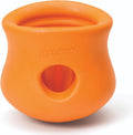WEST PAW Zogoflex Toppl Treat Dispensing Dog Toy Puzzle – Interactive Chew Toys for Dogs – Dog Toy for Moderate Chewers, Fetch, Catch – Holds Kibble, Treats, Large 4", Tangerine