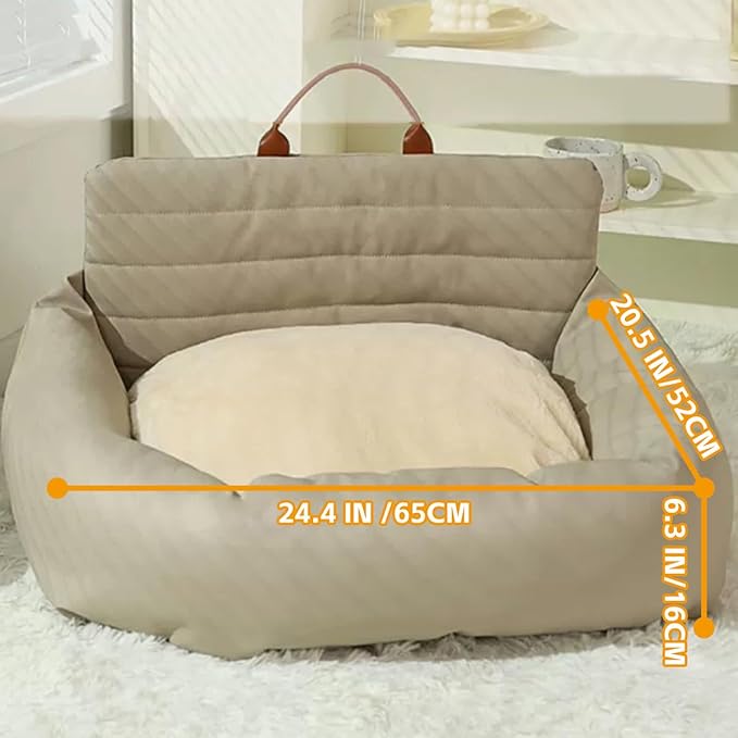 MANON ROSA Small Dog Car Seat - Waterproof Anti-Scratch Cat Booster Seat with Clip-On Safety Leash Thickened Memory Foam Filling, Pet Travel Carrier Bed Car Accessory