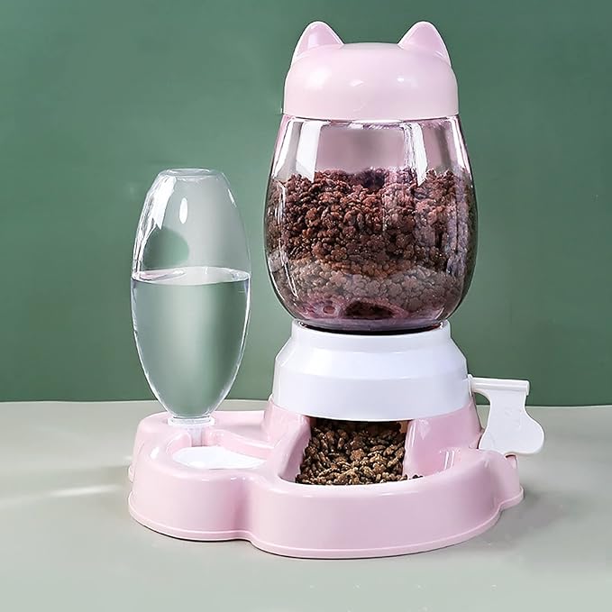 Massage cushion 2.2L Pet Water Dispenser Cat Automatic Feeder Plastic Dog Water Bottle Food Water Pet Feeding Bowl Drinking Feeder Device (Color : Grey1) (Pink1)