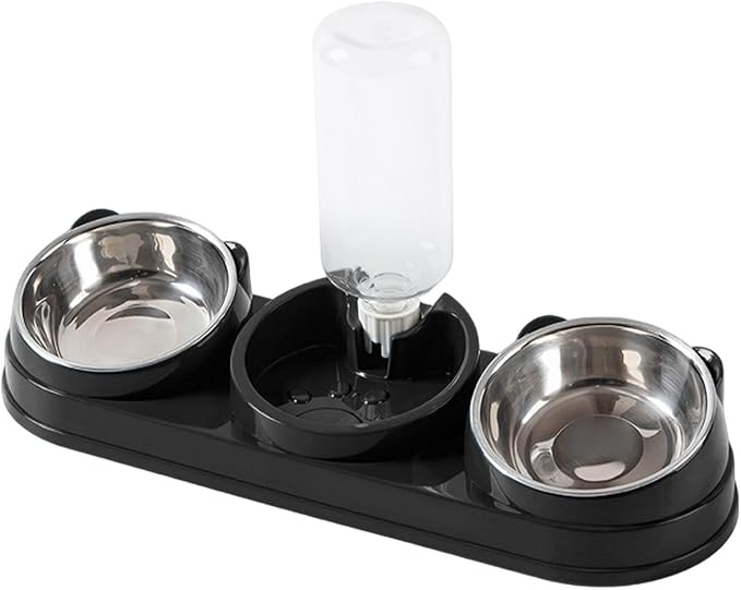 Double Bowl Pet Food Water Dish Feeder for Dog Cats Daily Feeding with Automatic Dispenser for Dry Wet Double Bowl Feeder