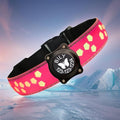 customerlized Personalized Dog Collar USB Rechargeable, Waterproof airtag Holder LED Light Up Dog Collar Adjustable Soft Silicone Collar for Medium Large Dogs (Pink, S(7.87-11.8"))